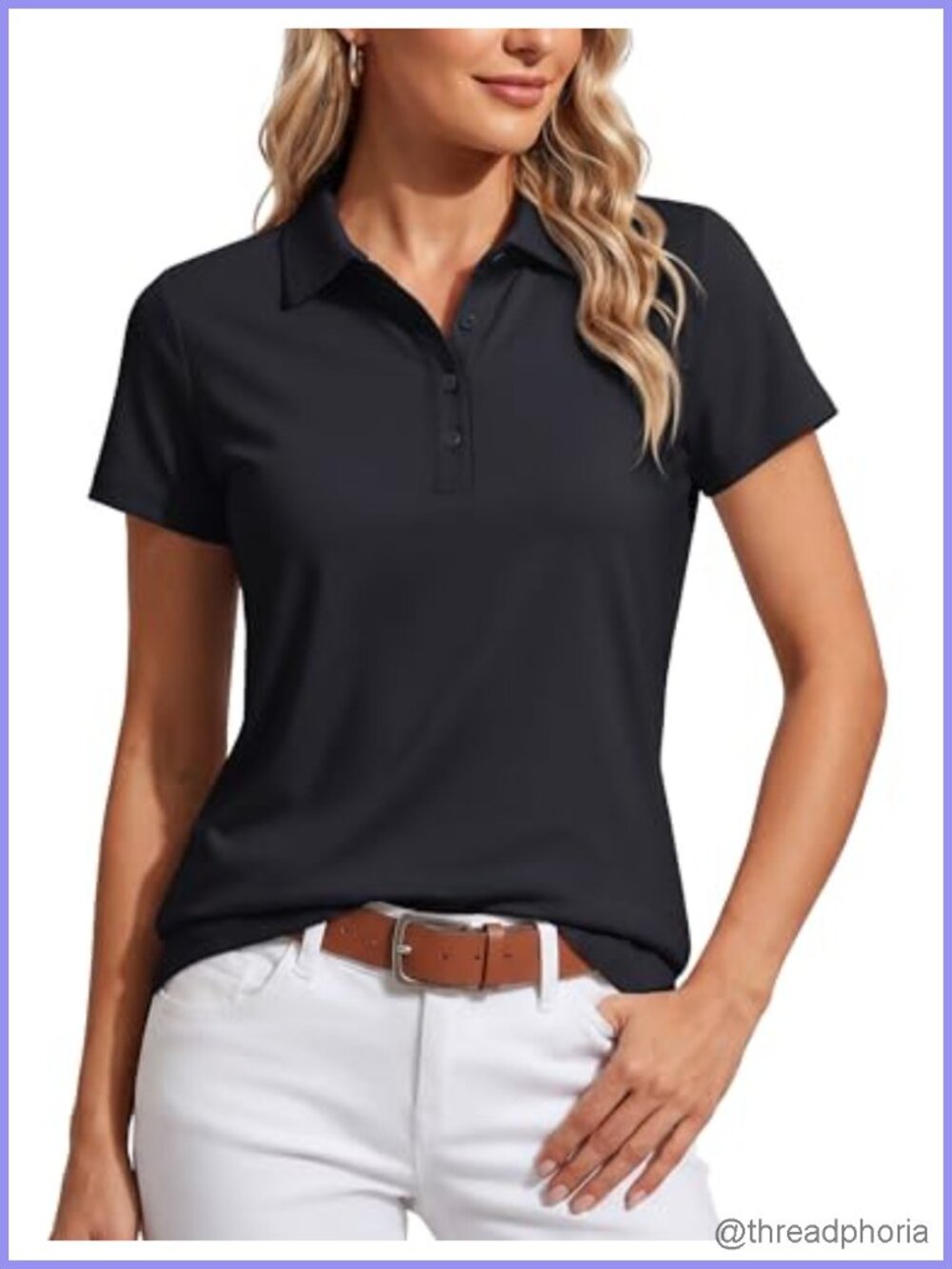 Women's UPF 50+ Quick Dry Golf Polo Shirt Short Sleeve 4-Button Stretch